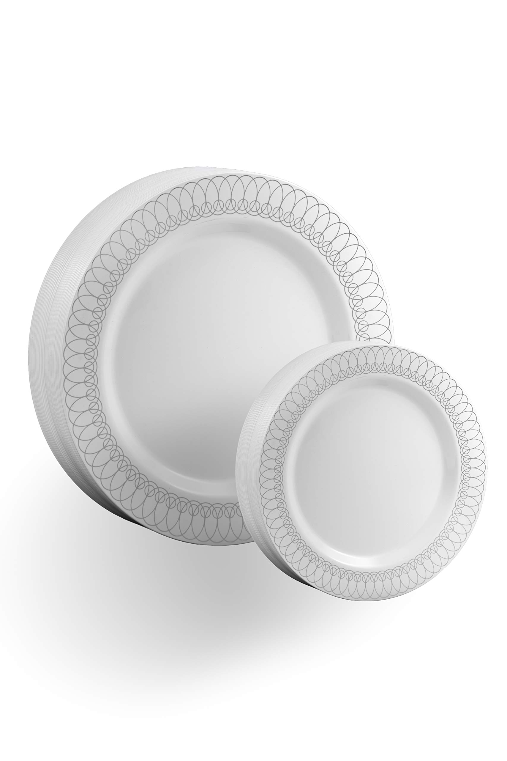 Buy Exquisite 40Pack Silver Ovals Design Plastic Plates (20dinner 20