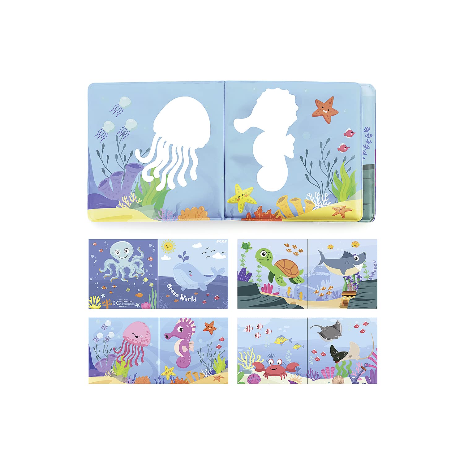 reer MyHappyBath Book – magiczna książka do kąpieli, ze zmianą kolorów i funkcją piszczenia, kolorowa