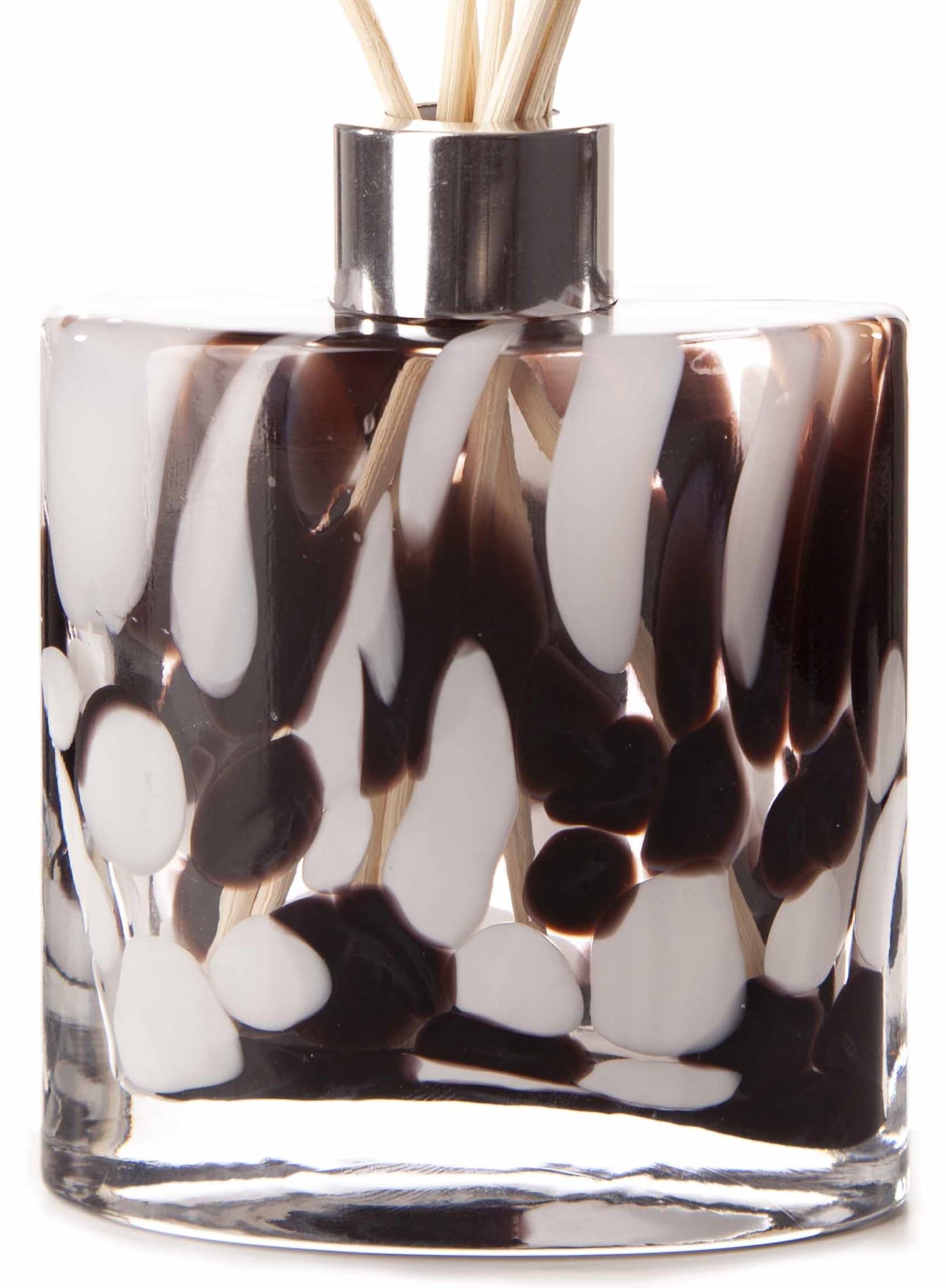 Amelia Art Glass Black & White. Reed Diffuser Small Ellipse Cylinder In Black & White