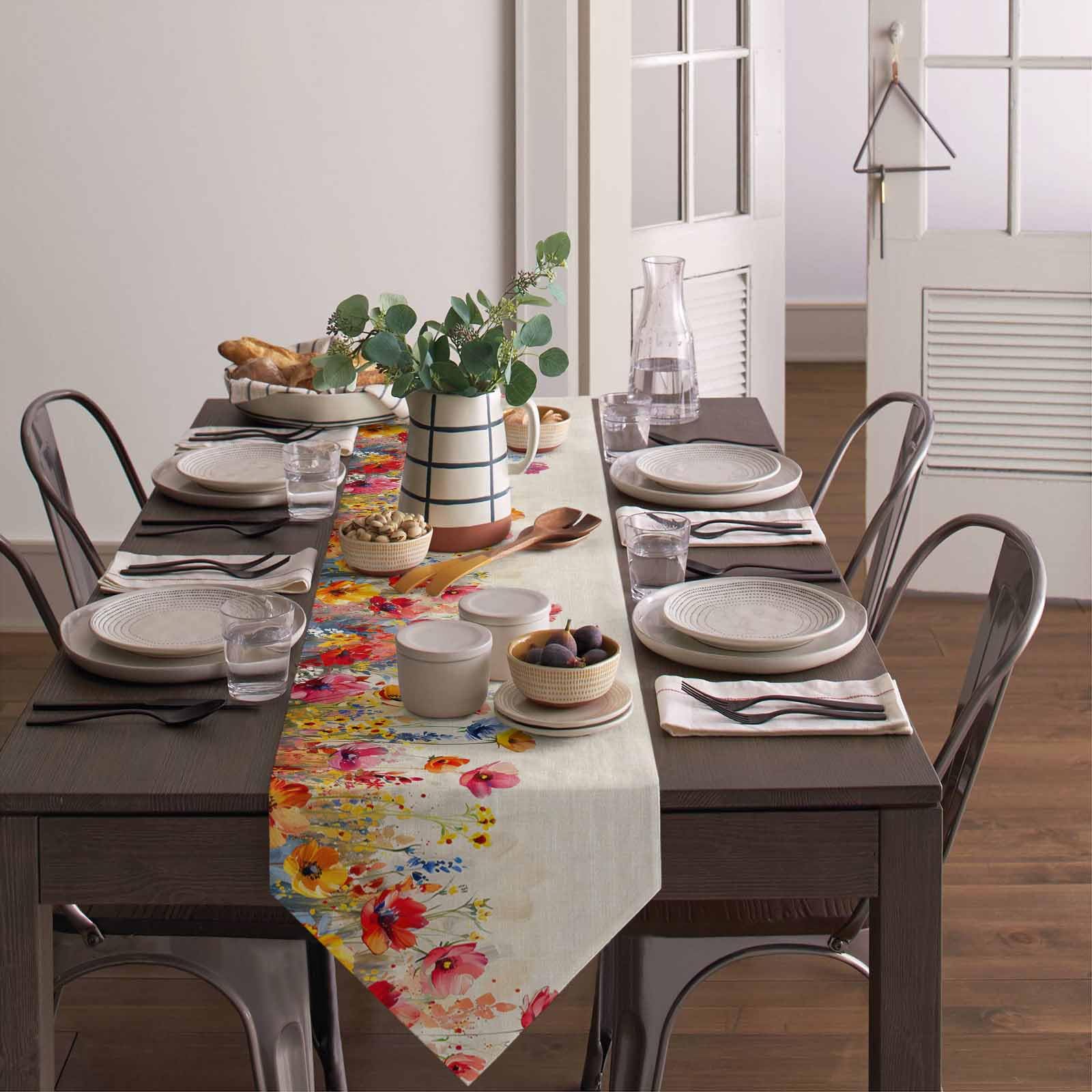 Runner Fiori e piante Foglie Decorazione for la casa Runner da tavolo for matrimoni Tovaglia cucina(46 x 183cm)