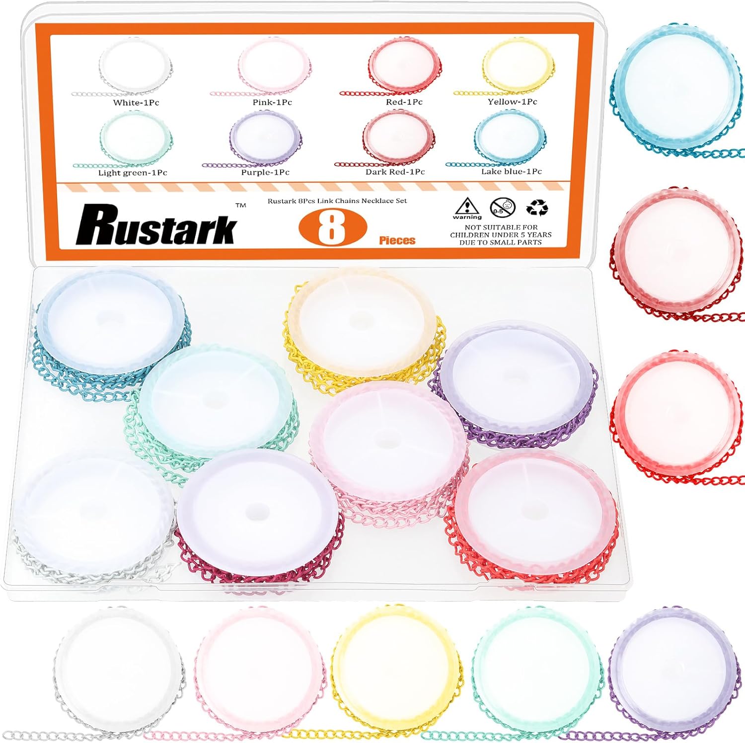 8Pcs 8 Colors 1M/39.37Inch Colorful Jewelry Making Chains Assortment Kit Necklace Chains Metal Twist Chain Link for DIY Craft Bracelet