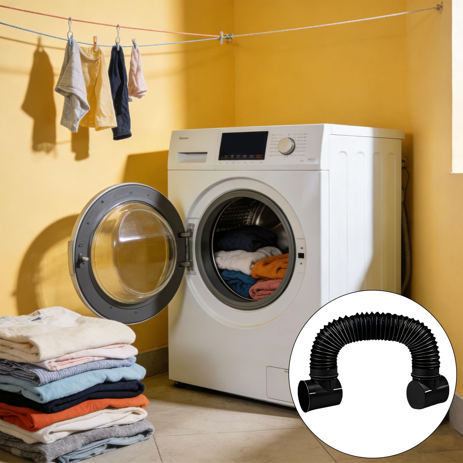 Manguera de ventilación para secadora de 4 pulgadas, codo de 90 grados, alambre de acero reforzado y sellado seguro para un secado eficiente, codo de escape flexible para secadora