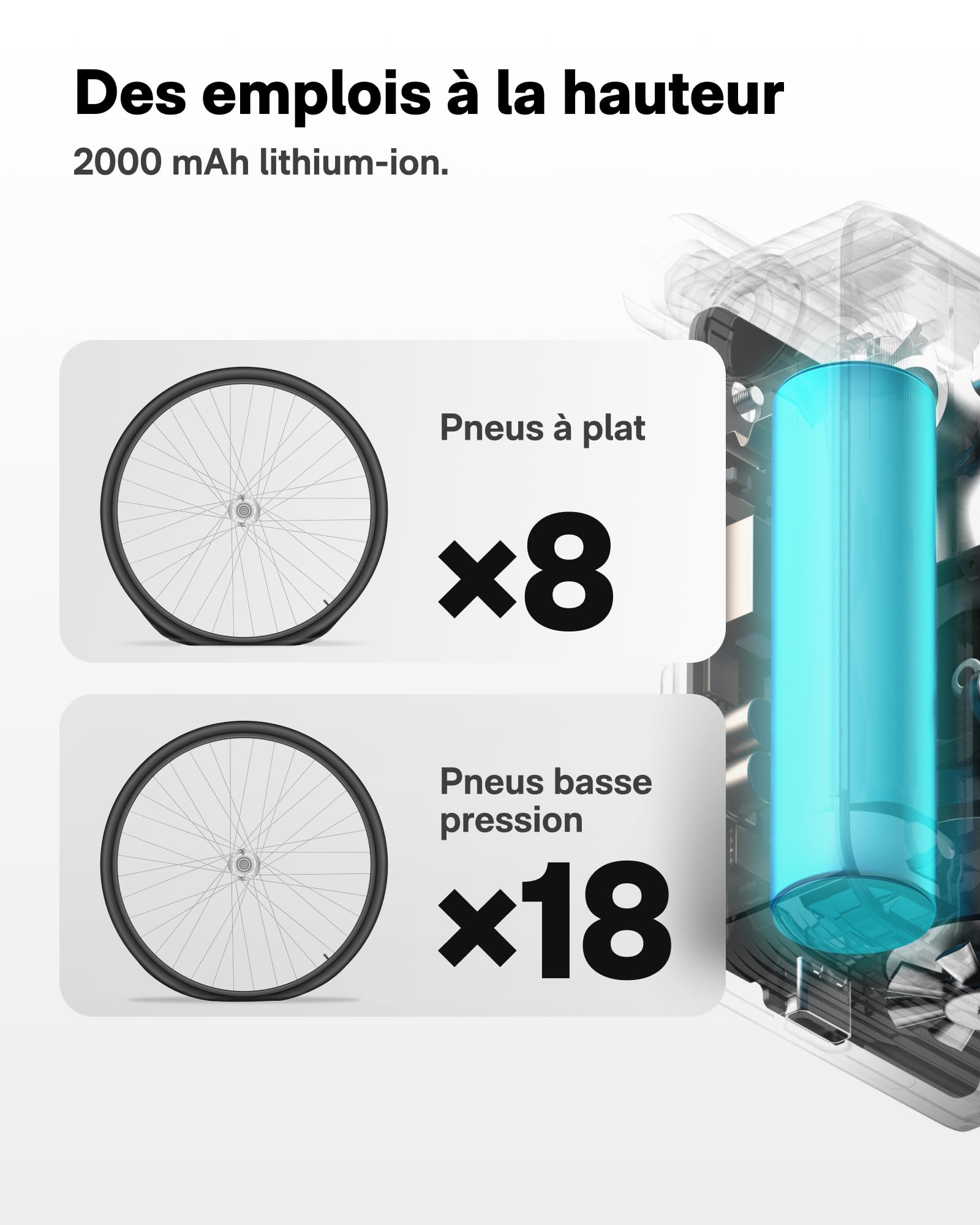 HOTO Mini Pompe à Vélo - Gonflage Rapide 25s avec Manomètre, Arrêt Auto, Pompe à Air Électrique Portable 150PSI avec Valves Presta et Schrader pour Vélo de Route, VTT, Moto, Voiture, Ballons de Sport