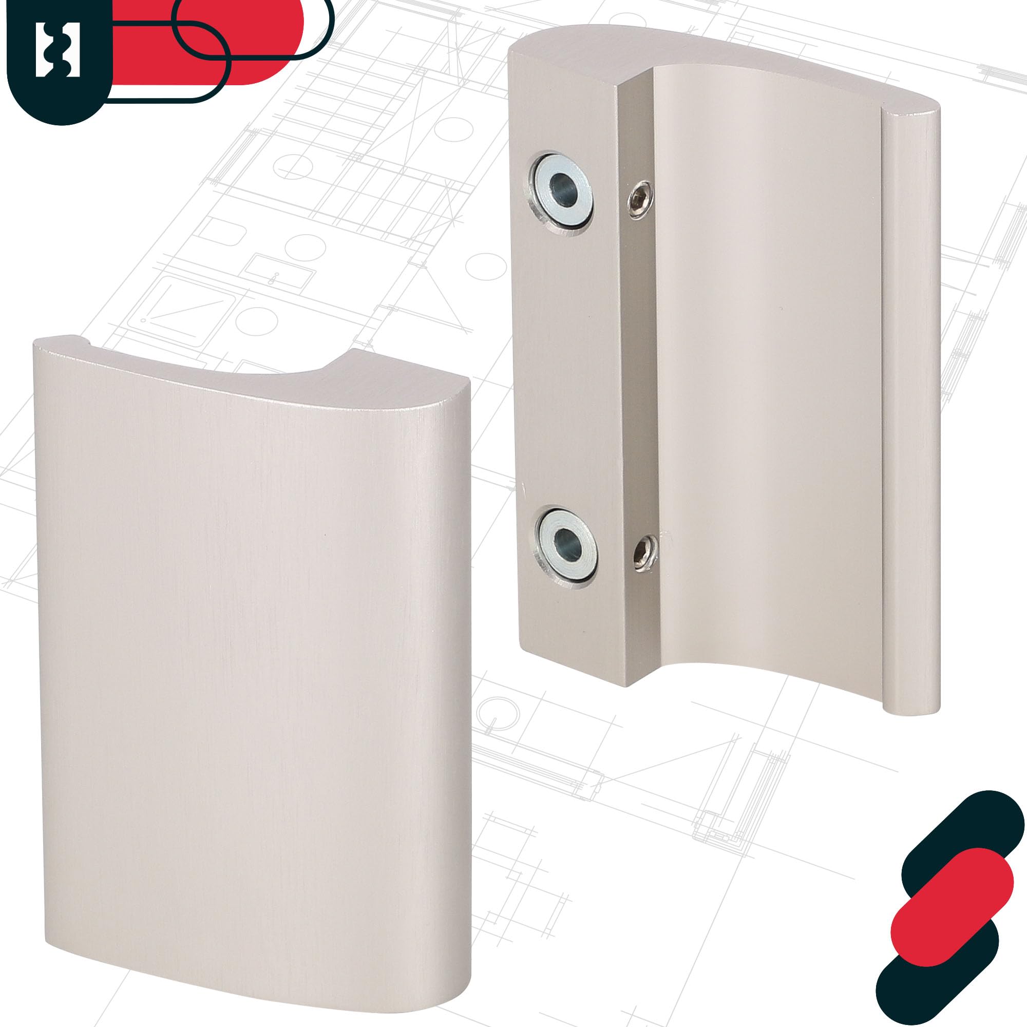 KOTARBAU Balkontürgriff Edelstahloptik Terrassentürgriff DE LUXE Sicher Raucher Türoptik Schließen Griffmuschel Universal Ziehgriff Aluminium Balkongriff