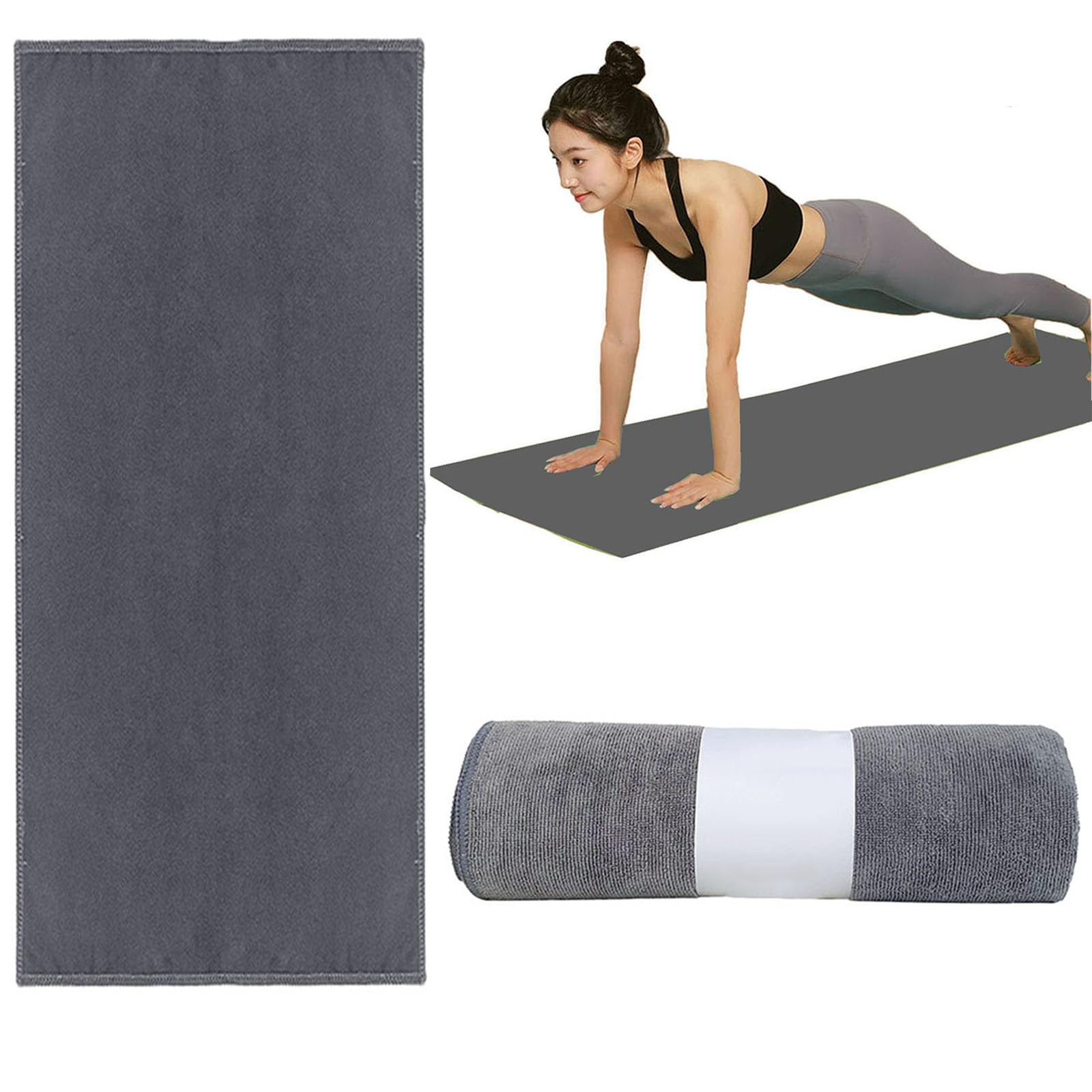 Oaygat Gray Yoga Towel Non Slip Hot Yoga Mat Towel For Mats Sweat Absorbent Yogas Blanket 24" X72" Quick-Drying Yogas Mats Hot Mat Cloth Towel Fitness Pilates Yoga Gym Mats Towels For Bikram, Pilates, Gym Workout