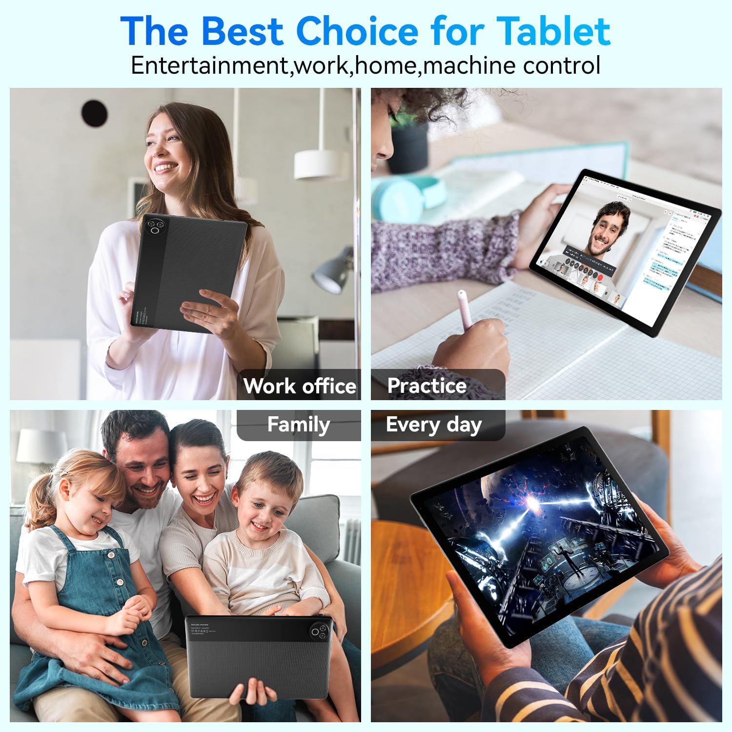 MUISOO Android 16 Tablet, 10.4 inch Tablet, 20GB RAM 64GB ROM(1TB TF Expand), 5MP+8MP Camera, WiFi 6, BT5.4, 1280 * 800 IPS, 5000mAh, Dual Speakers Pad PC Tablets, Black — view 7