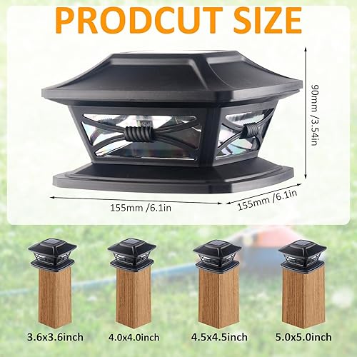 Miniatura 2 de Retisee 16 luces LED solares para tapa de poste, luces solares impermeables para postes de 4 x 4, 5 x 5, 6 x 6, luces solares para decoración de