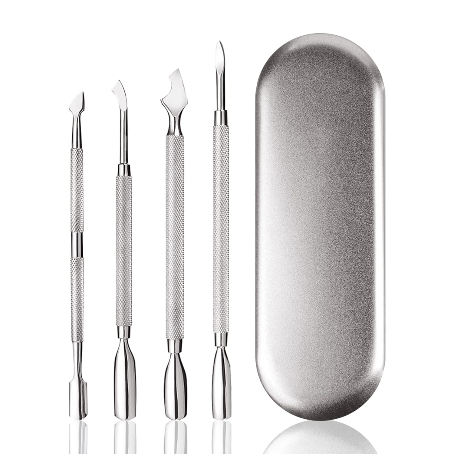 4 PCS Cuticle Pusher and Cutter Set Double End Nail Cuticle Remover Tool Stainless Steel Manicure Pedicure Kit in Tin Box Pinkiou Nail Art Remover Tools : Beauty & Personal Care
