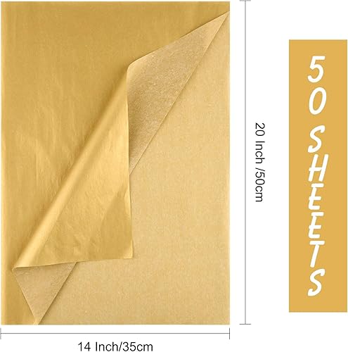 Miniatura 3 de MIAHART 50 hojas de papel de seda metálico dorado de 20 x 14 pulgadas, papel de regalo a granel, accesorio de envoltorio para regalos, envoltorio