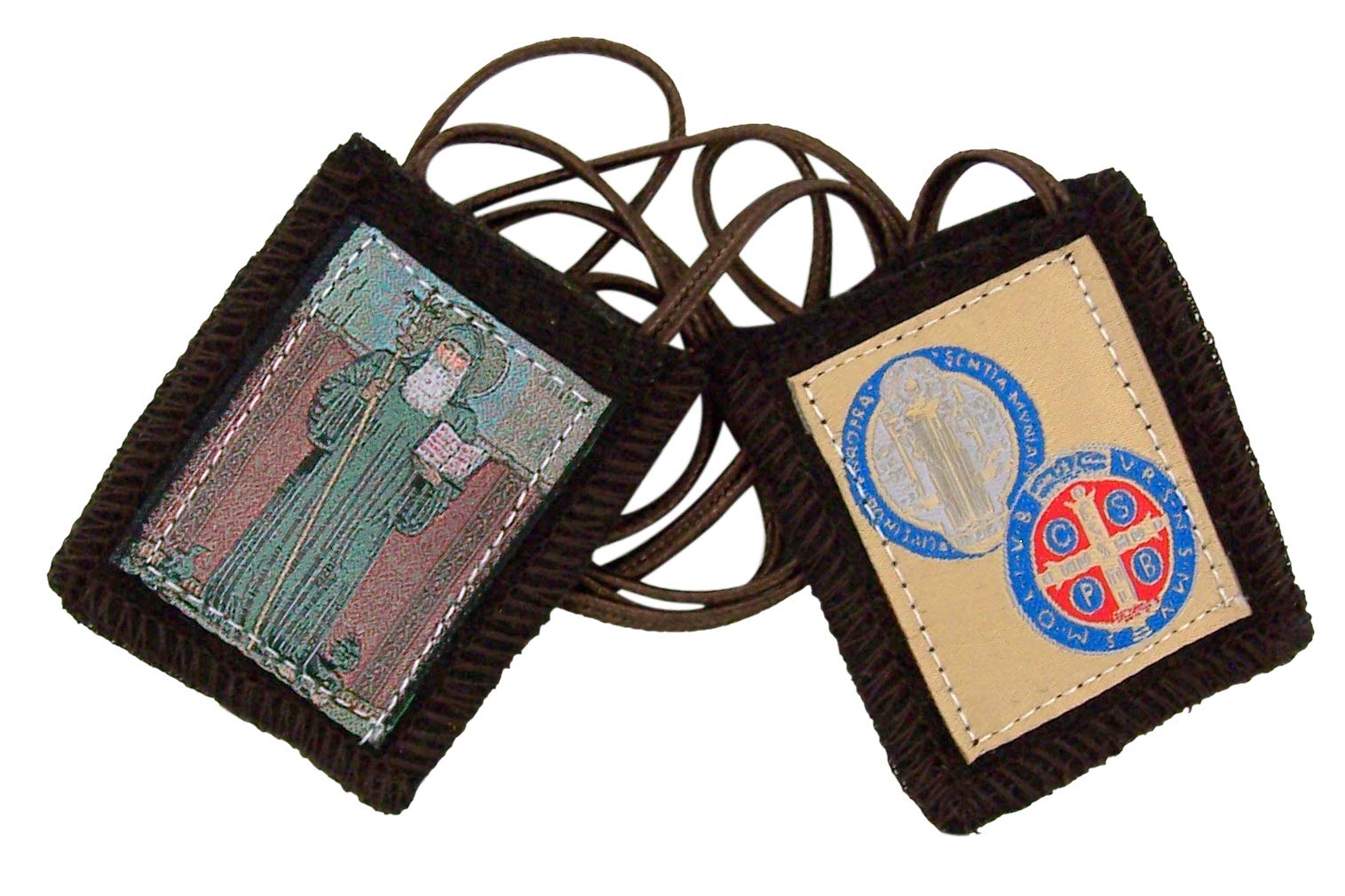 NeedzoGenuine Wool Saint Benedict Holy Brown Scapular