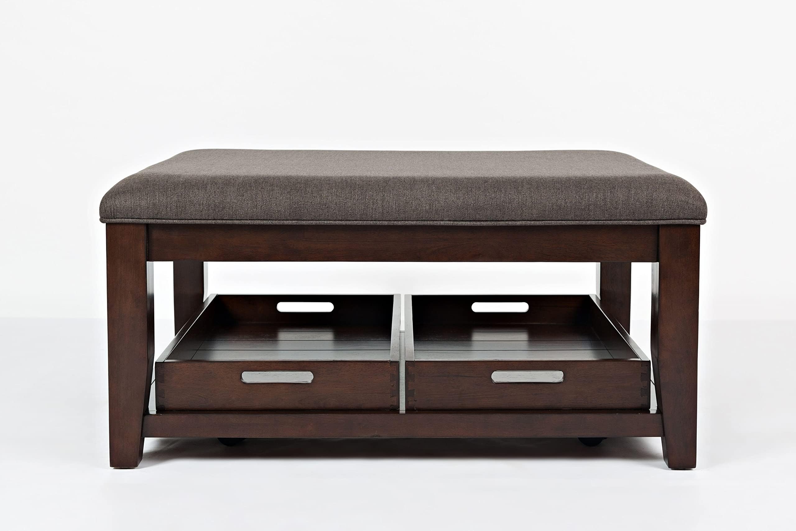 Jofran Upholstered Ottoman Coffee Table, Contemporary Accent Table for Living Room, Cocktail Table with Soft Seating Surface, Brown