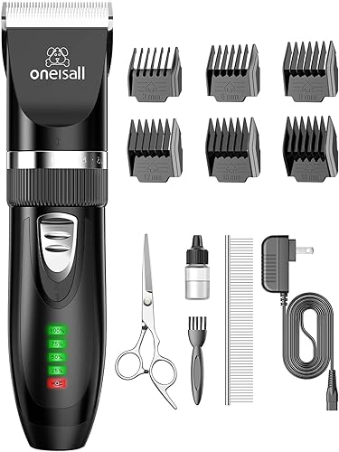 oneisall Cortadora de pelo mate para gatos, kit de aseo de gatos de 2 velocidades inalámbrico de bajo ruido para mascotas, para perros, gatos,