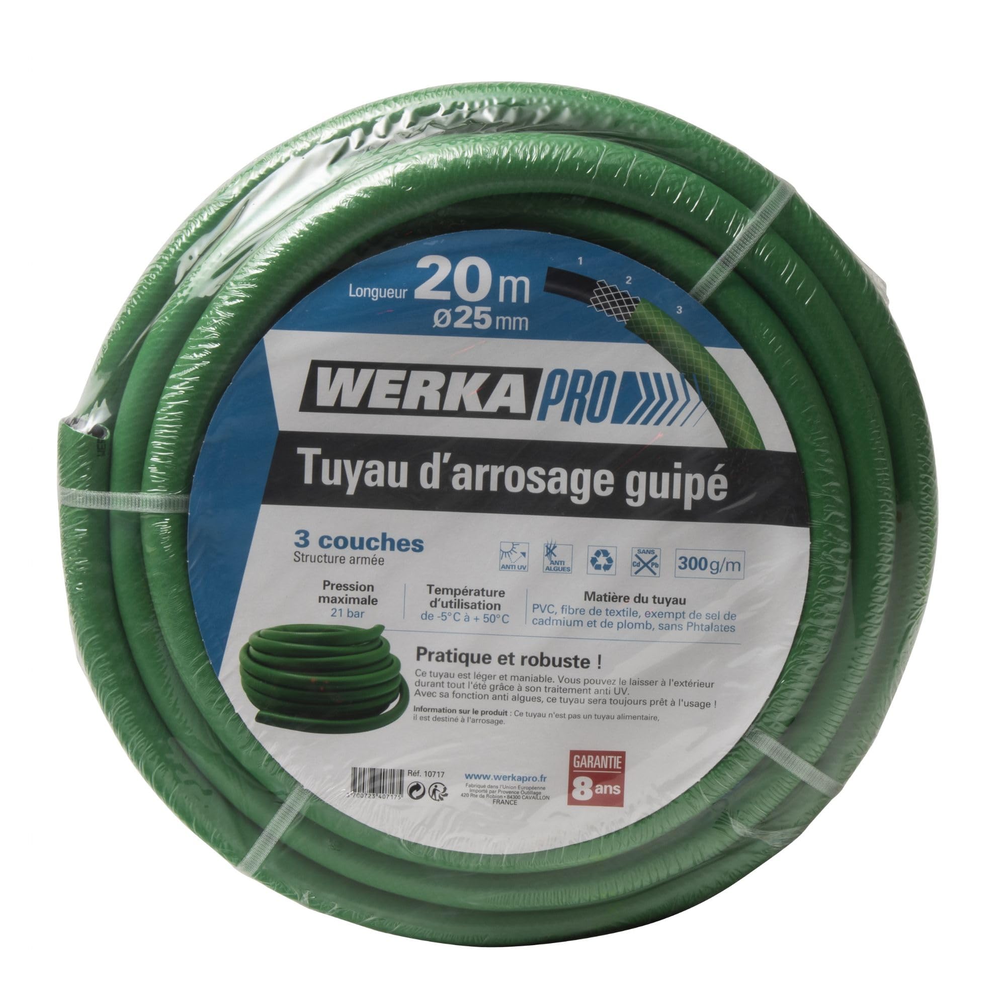 WERKA PRO Tuyau d'arrosage guipé Ø25mm Vert 20m