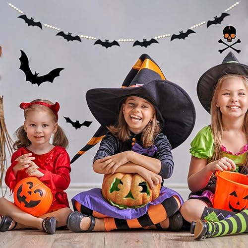 Miniatura 7 de Guirnalda de murciélagos para decoración de Halloween para interiores y exteriores, cuentas de fieltro, murciélagos de madera, guirnalda de cuentas