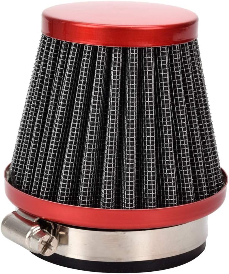 HIAORS 48mm 49mm 50mm Motorcycle Air Filter Compatible with 50cc 70cc 90cc 110cc 125cc Predator 212cc CB250 DT250 TTR DT250MX GS250 GS250T Nin-ja 250 300 SSR ATV Scooter Moped Pit Dirt Bike Parts Red