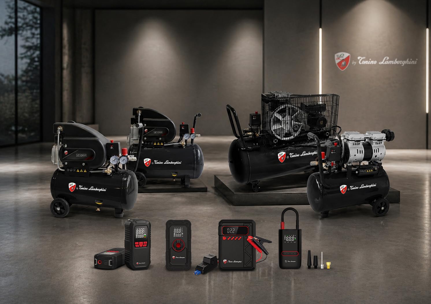 by Tonino Lamborghini GM - Compressore d'aria silenzioso ed elettrico da 24 litri, 1 HP, 8 bar, pompa ad aria senza olio, per fai da te