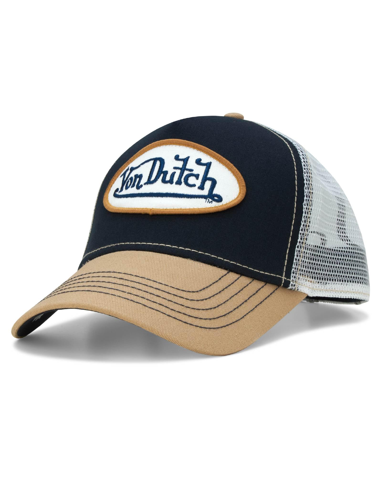 Von Dutch Unisex Trucker Hat - Curved Bill Mesh Back Retro Classic Adjustable Snapback Baseball Cap for Men and Women