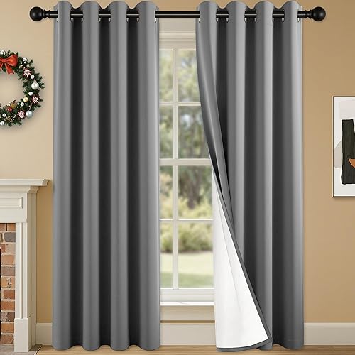 Miniatura 31 de Cortinas 100% opacas de 84 pulgadas de largo para dormitorio, sala de estar, cortinas de oscurecimiento de habitación con aislamiento térmico con