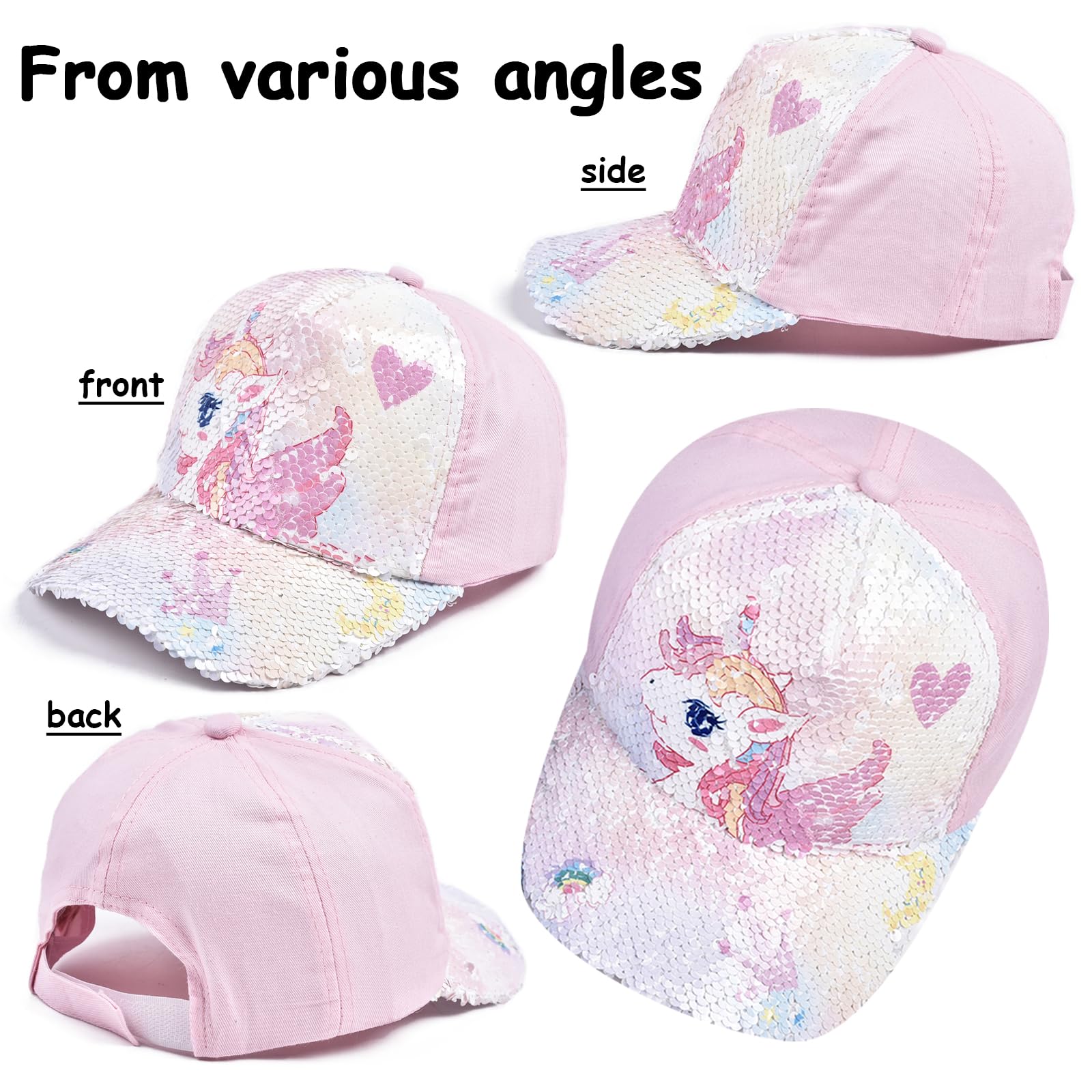 Gorra Niña y Gafas de Sol, Gorra de Béisbol Rosa Ajustable con Diseño de Unicornio y Gafas de Sol con Protección UV, para Niña 3-8 Años