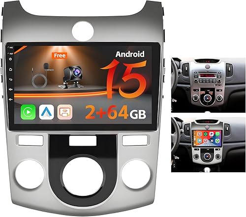 (AC) Roinvou 2+64G Android CarPlay Stereo para Kia Forte Cerato K3 2008-2012, CarPlay inalámbrico integrado con Android Auto, pantalla táctil de 9