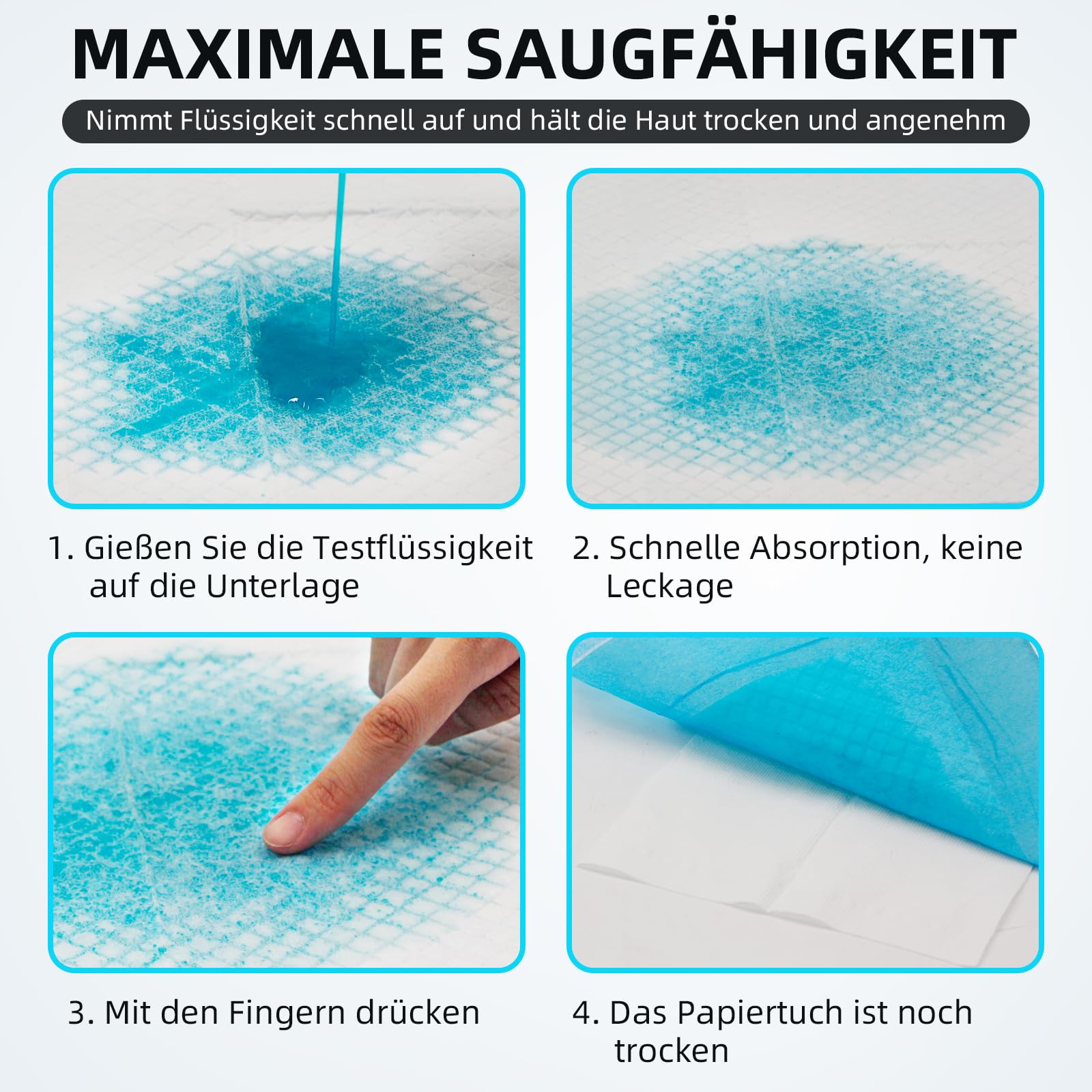 EasyVibe Wegwerf-Bettpads für Inkontinenz 60x90cm-60 Stück Betteinlagen Inkontinenz Einweg Erwachsenen, Heavy Duty Bettpads Inkontinenz, Einweg-Wickelunterlagen, Pee Pads Extra Large