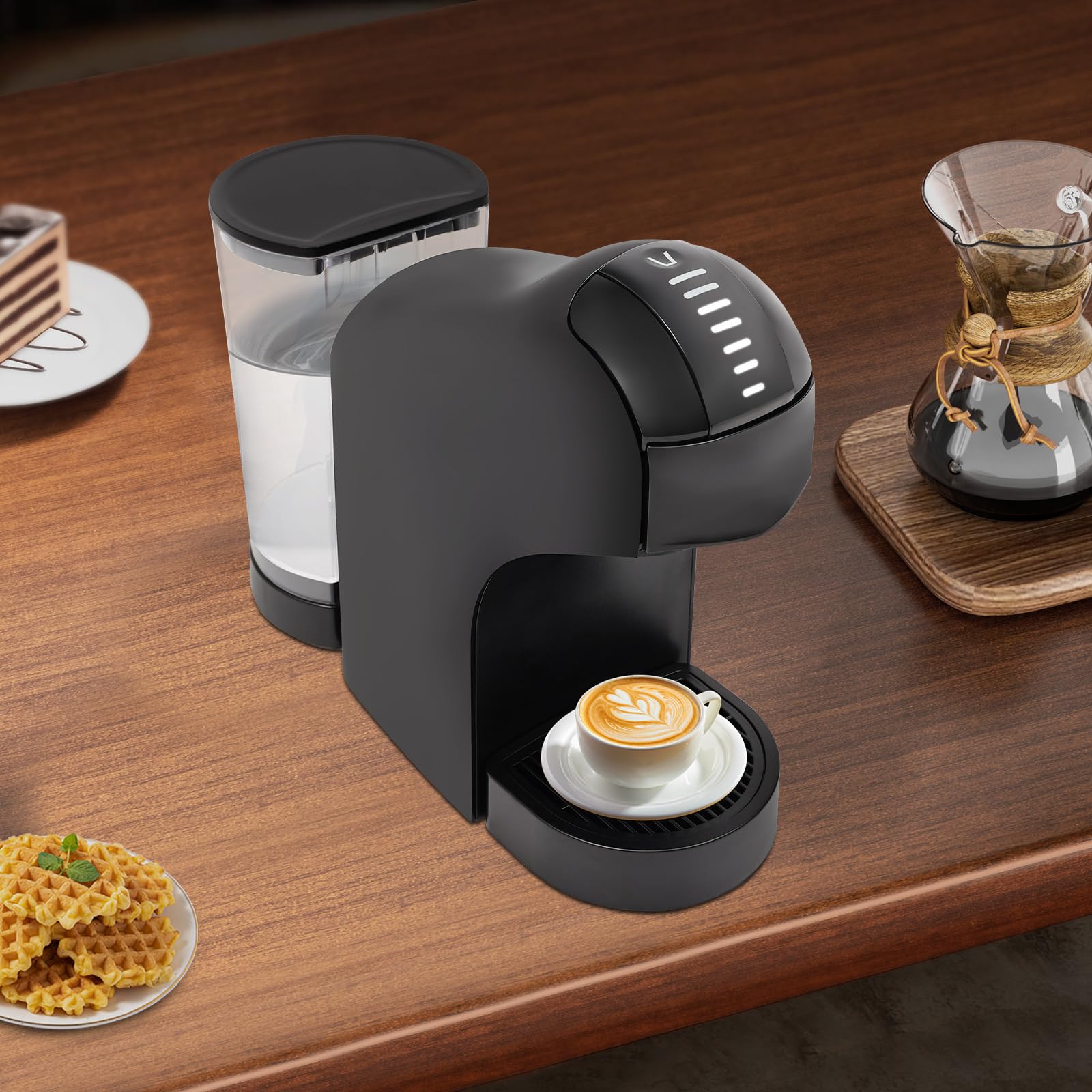 Macchina da caffè a capsule da 1400 W e 20 bar, capacità di riempimento per espresso e Lungo, veloce, potente, facile da usare e ideale per la casa o l'ufficio (nero)