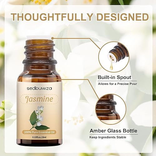 Miniatura 3 de Sedbuwza Aceite esencial de jazmín, aceite de jazmín 100% puro y natural para difusor de masaje, humidificador, vela, jabón, aromaterapia, 3.38 onzas
