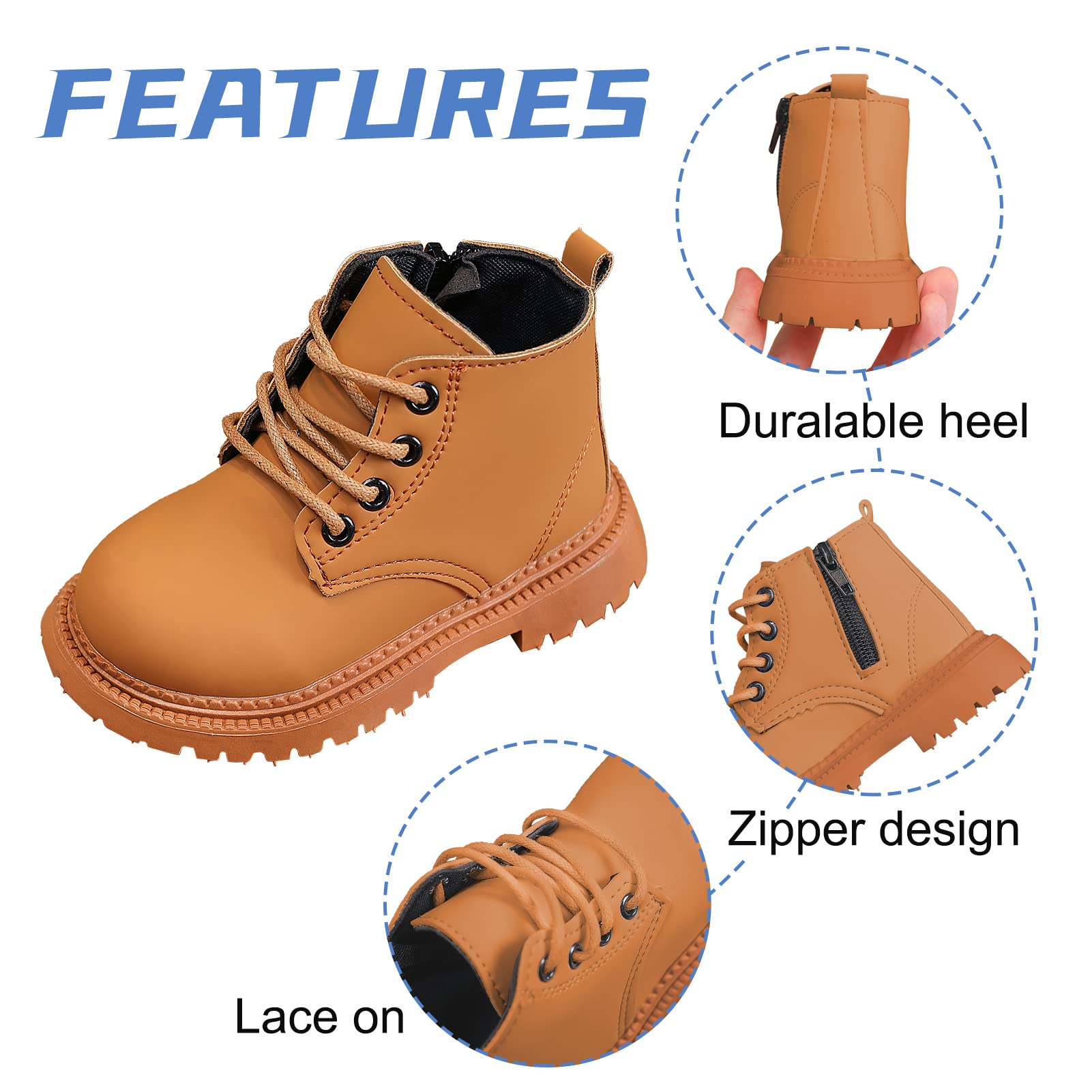 Happy Cherry Baby Boy Construction Boots Winter Waterproof Short Ankle Boots Pu Leather Shoes Infant Work Boots for Girls