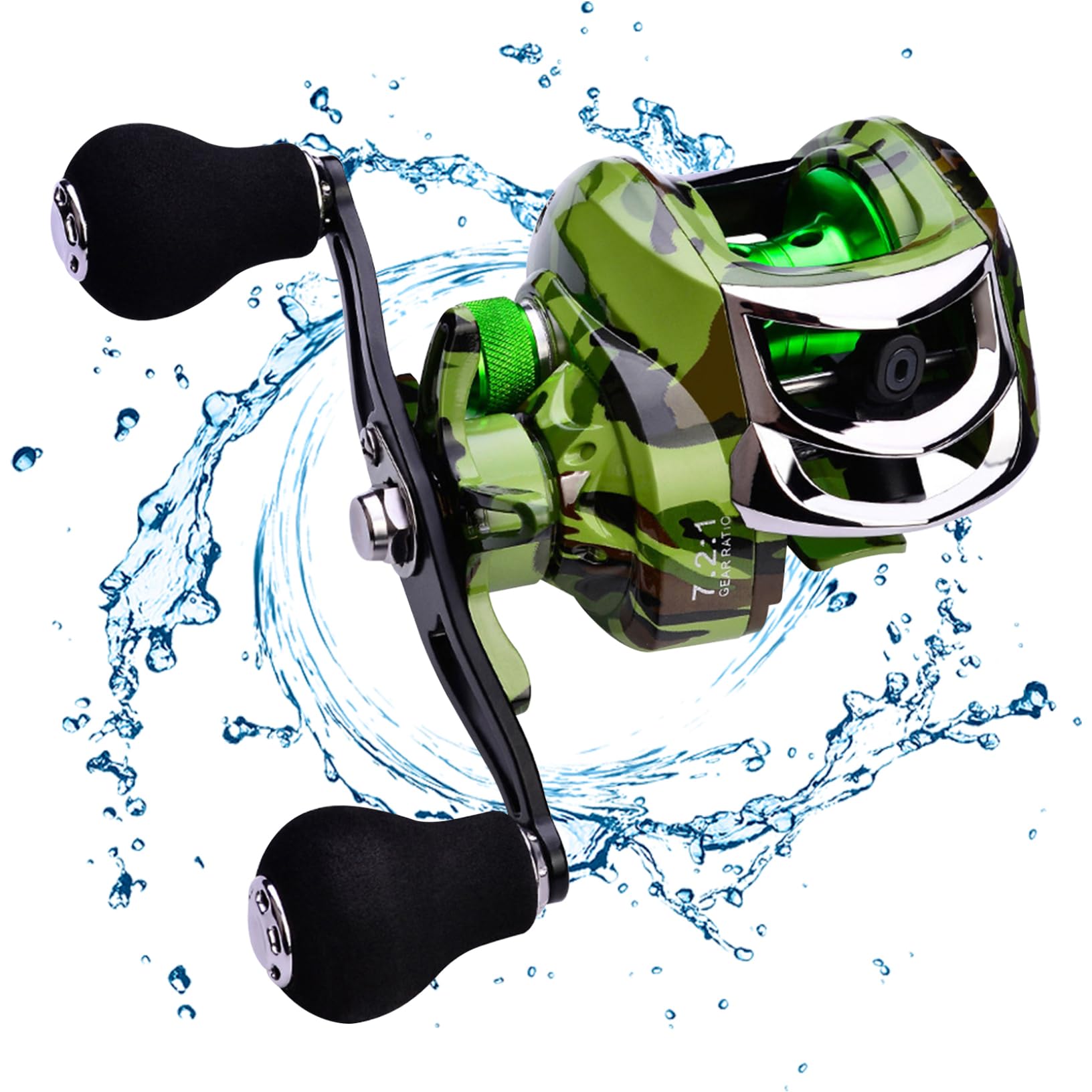 Aetherize Baitcasting Reel 18+1 Ball Bearing 7.2:1 Gear Ratio 9 Gear Braking Baitcaster Dual Handle Nylon Heavy Duty 10KG Fishing Reel, Right Hand Baitcasting