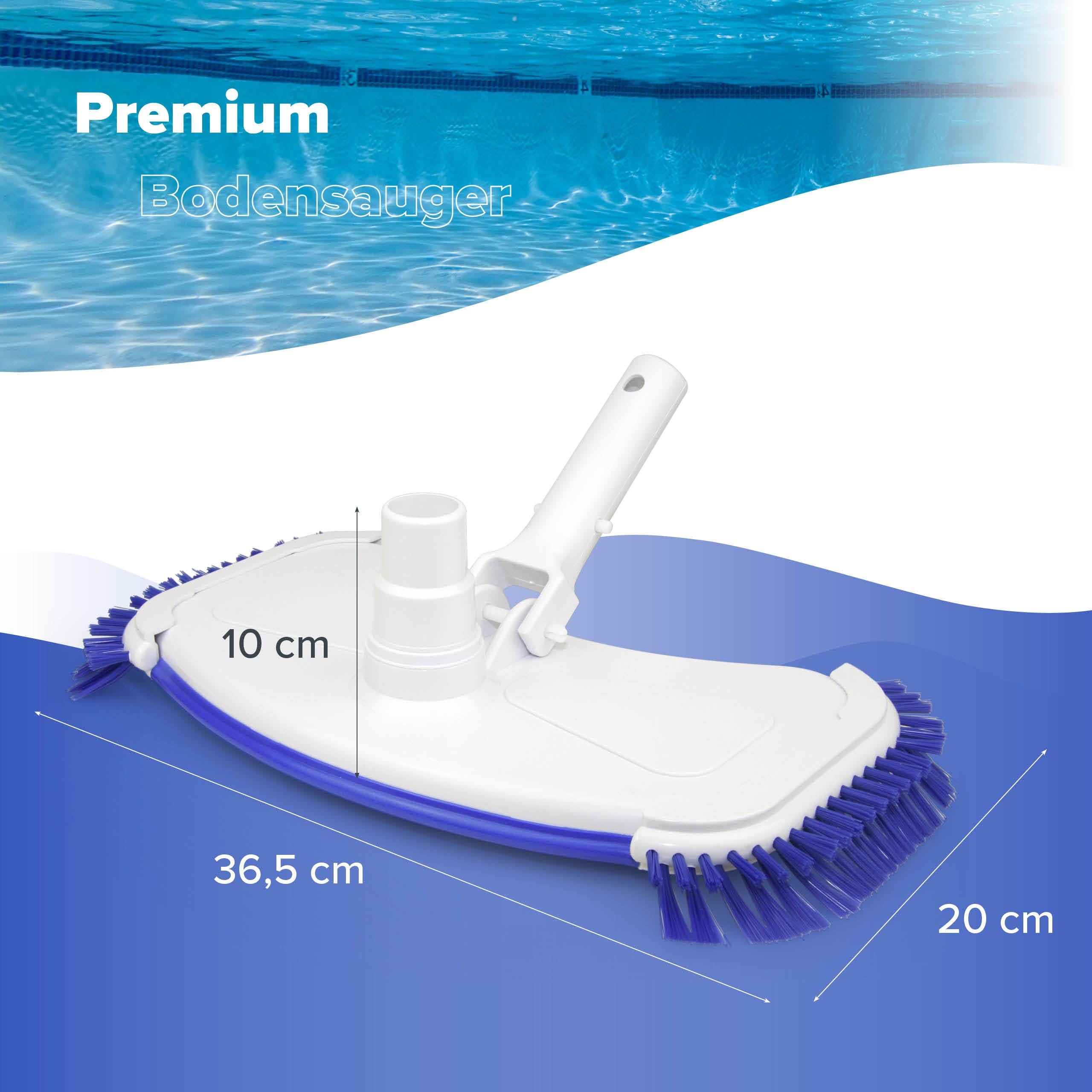 BAYZID Pool Zubehör Set Premium 5 in 1 – Komplettset für Poolreinigung mit Bodensauger, Kescher, Bürste & Thermometer – Pool Reinigungsset kompatibel mit Teleskopstange