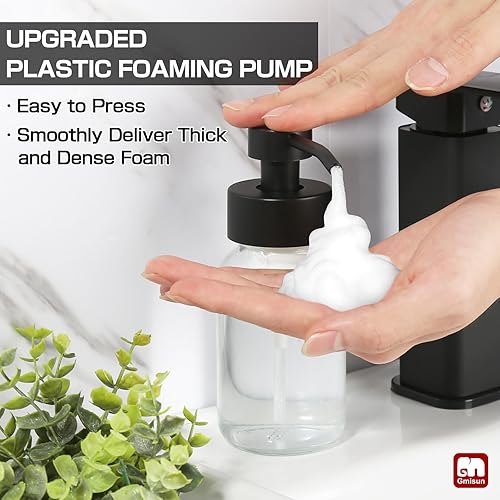 Miniatura 2 de GMISUN - Dispensador de jabón de espuma, paquete de 2 dispensadores de jabón de vidrio transparente de 8.5 fl oz  8.5 fl oz para baño y cocina,