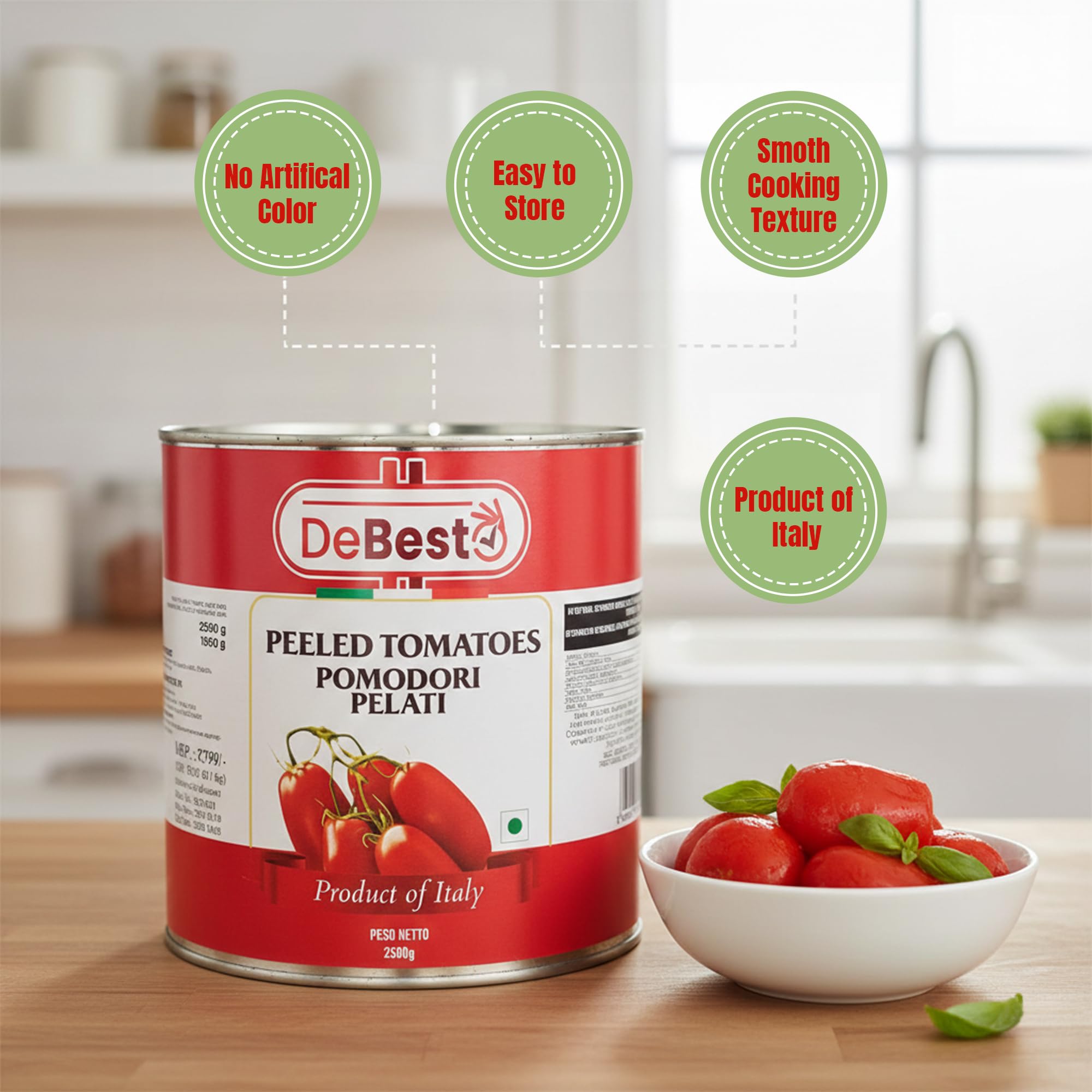 DEBESTO Premium Italian Peeled Tomato 2.5Kg | Pomodori Pelati 4