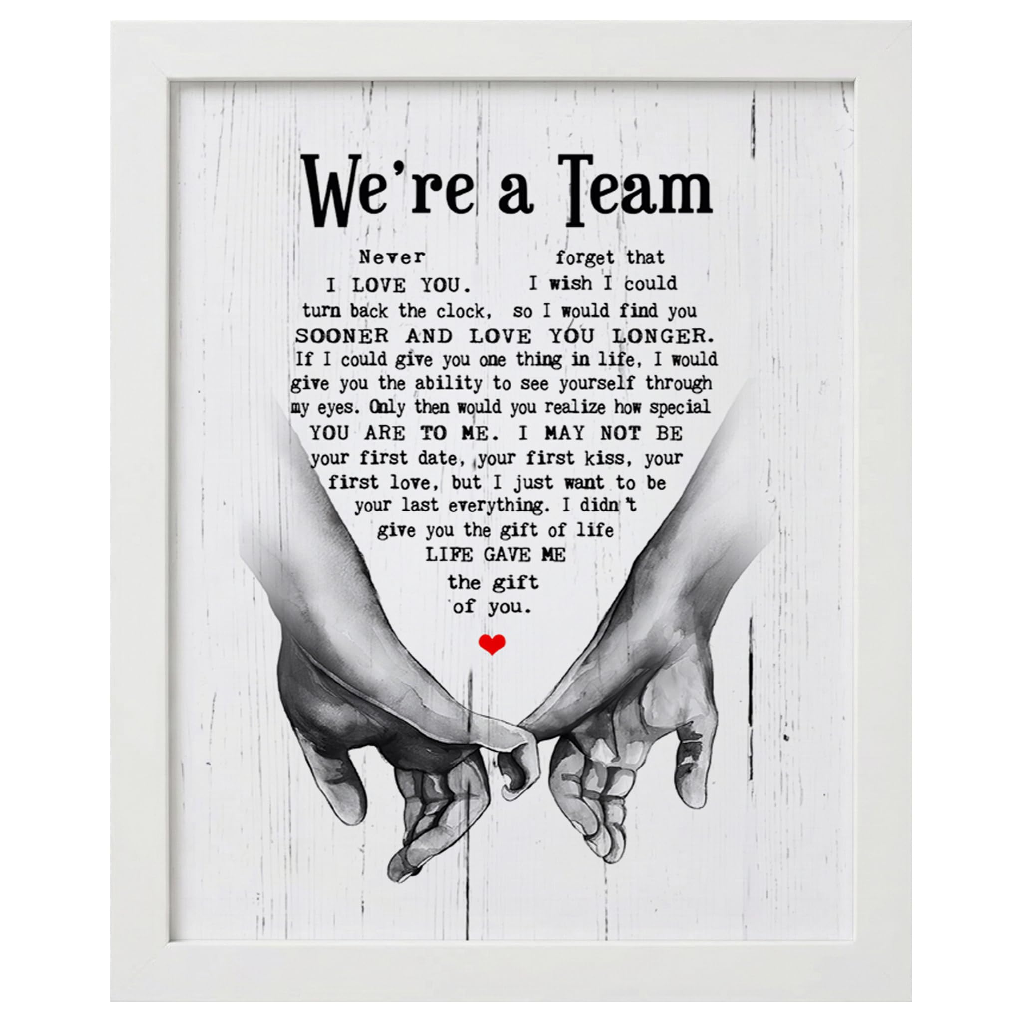 AMERICAN LUXURY GIFTS We're A Team Wedding Vows Wall Art Decor - Inspirational Love & Marriage Quote Print, Romantic Love Wall Decor for Couples (Unframed, 8 x 10 inches)