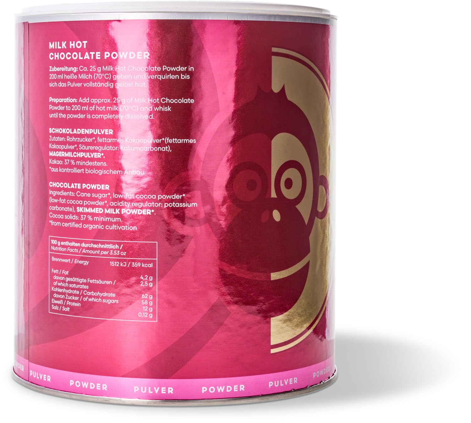 Blömboom Bio Trinkschokolade Milk Chocolate mit mind. 37% (2kg Dose, Milk Chocoalte Powder)