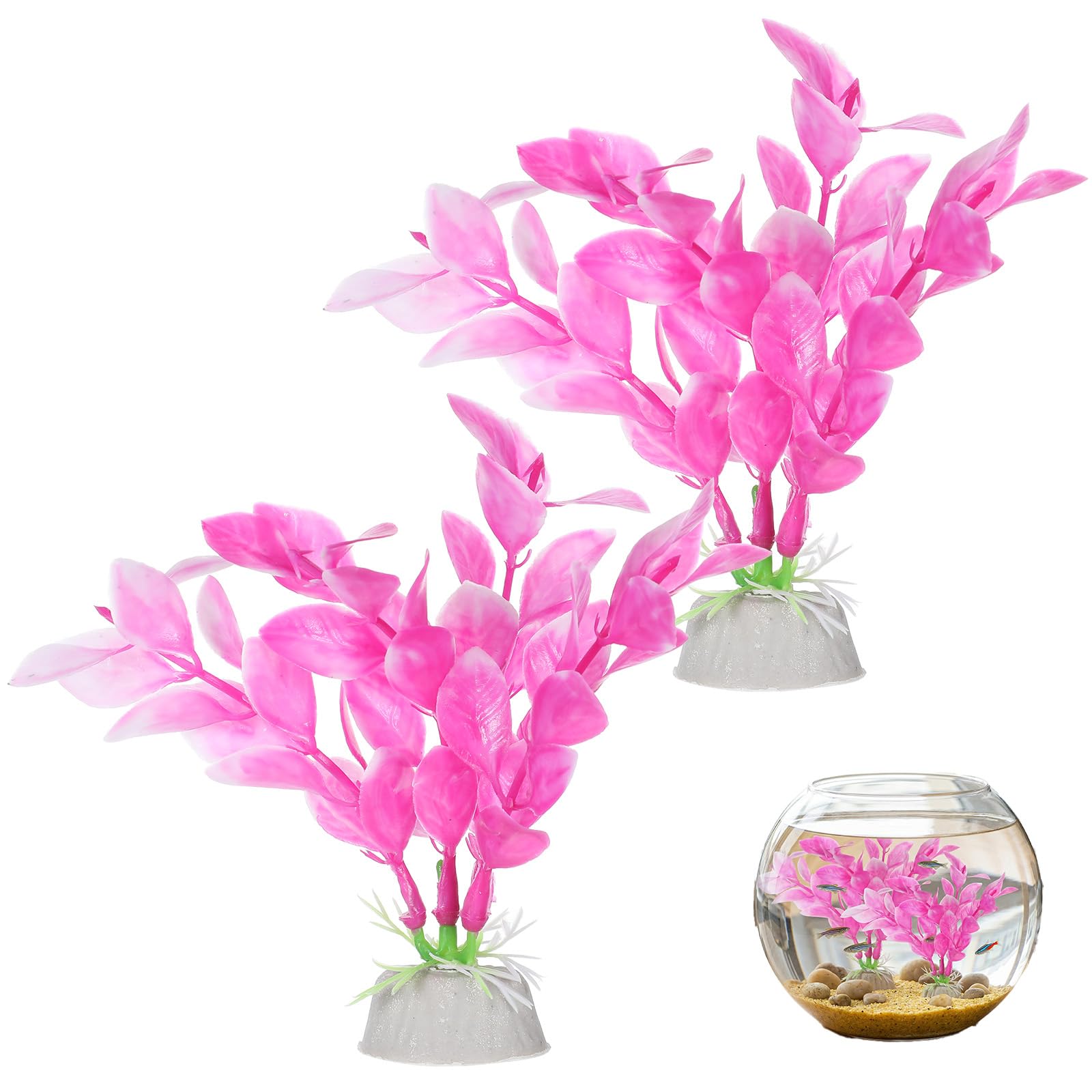 Abeillo Aquarium Plants for Betta Fish Tank, 2Pcs 10cm Small Aquarium Plants Decorations Plastic Artificial Plant Aquatic Water Grass Decoration