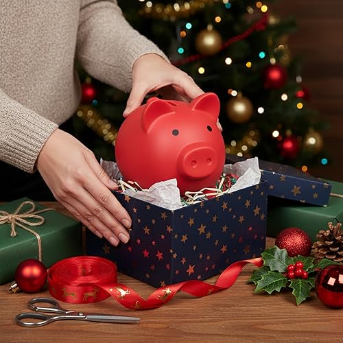 Miniatura 4 de Bonita alcancía para Sbrvaniy Pig Dinero, Banco de monedas para niños y niñas, mi primer banco de dinero irrompible, tamaño grande, decoración de