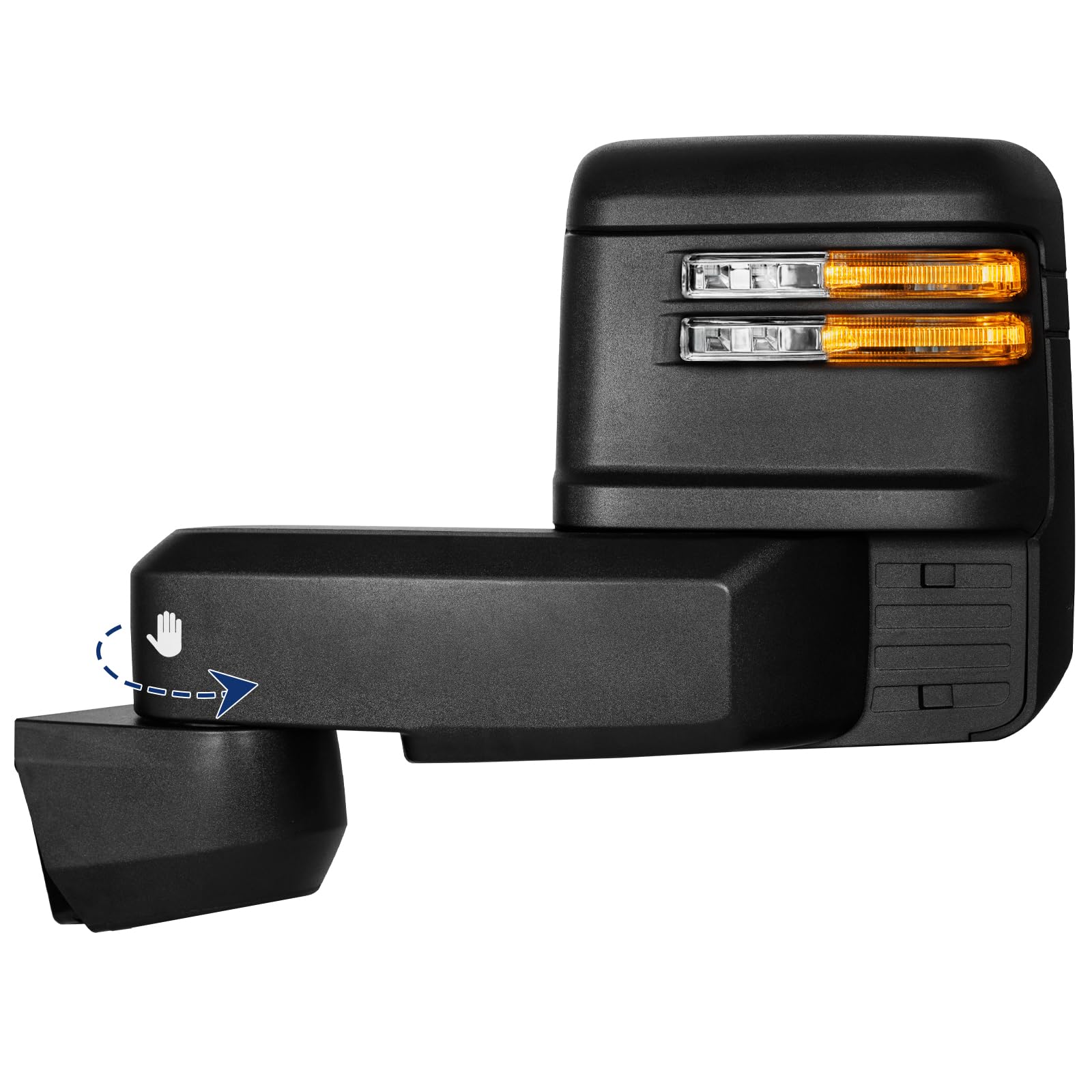 Driver Side Towing Mirror Compatible with 2020-2025 Chevy Silverado GMC Sierra 2500HD 3500HD with Power Adjustment Mirror Heated Turn Signal & Running Light Puddle Lamp BSM Light- Black