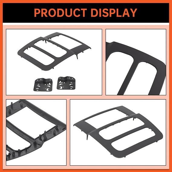 ECOTRIC High Grade Double DIN Stereo Dash Kit Compatible with 2002-2005 Dodge Ram 1500 2500 3500 Pickup Black Without Wiring Harness