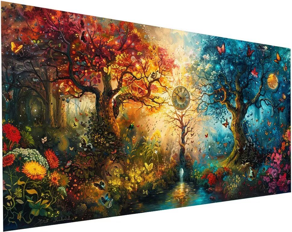 Diamond painting arbre et papillon grand format 60x120 cm pour décoration