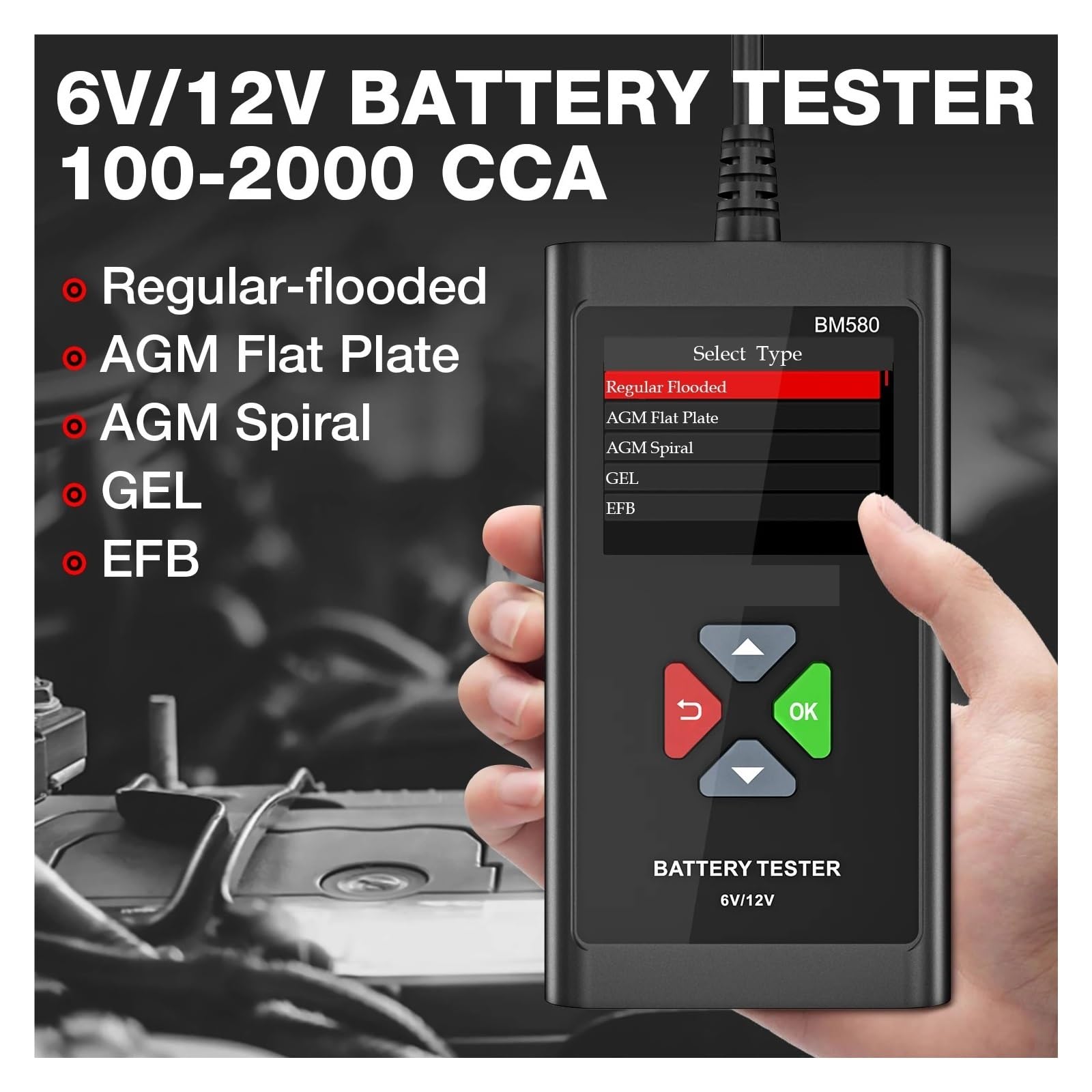 Tester AkumulatoróW Tester Akumulatora Samochodowego Analizator 6 V 12 V Test Ładowania Rozruchowego 100-2000 CCA Obciążenie Elektroniczne