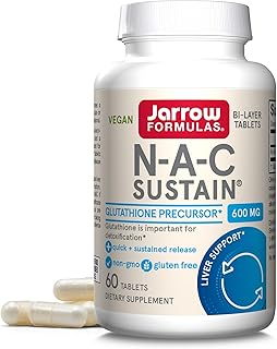 Jarrow Formulas N-A-C Sustain 600 mg - Antioxidant Amino Acid Supplement - 60 Sustain Tablets - Supports Liver & Lung Function - Precursor to Glutathione - 60 Servings (PACKAGING MAY VARY)