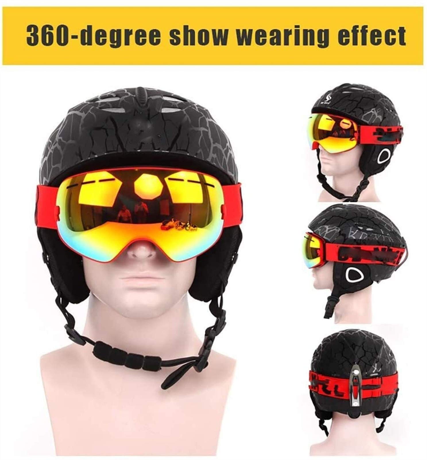 Bezramowe ultra wentylowane gogle narciarskie duże sferyczne dla mężczyzn i kobiet gogle z podwójnymi soczewkami regulowane do jazdy na nartach Snowboard Sn Gogle motocyklowe Ski 21-410