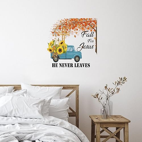 Miniatura 2 de Cuadernos con texto en inglés "Fall for Jesus He Never Leeds" - Vinilo decorativo para pared, murales de calabaza, parche de calabaza, camión de