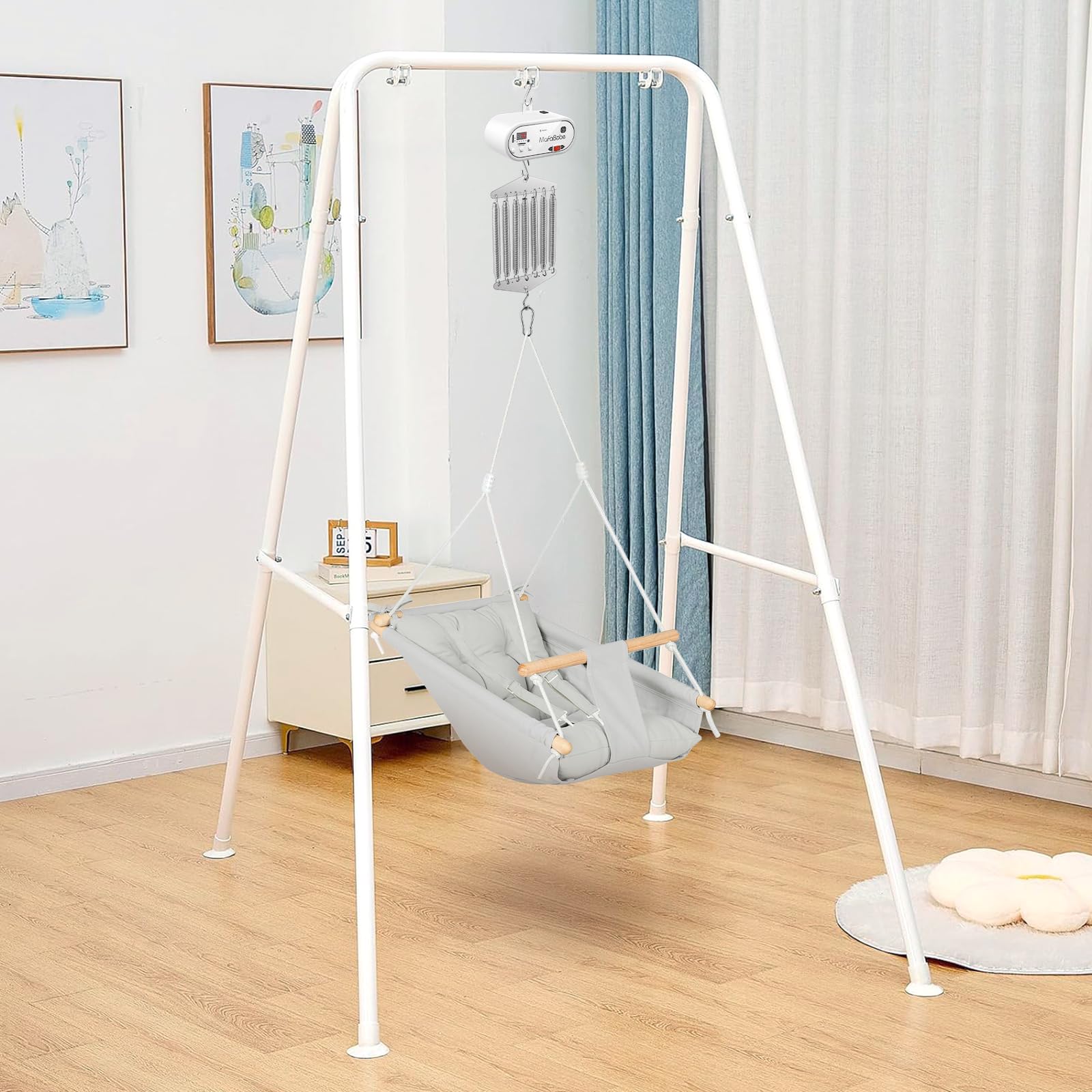 Elektrische Babyschaukel Controller für Neugeborenes, Federwiege Motor Belastbarkeit 19 kg mit Fernbedienung, Hängende Babywippensteuerung mit Timer-Funktion und Musik Einstellbar