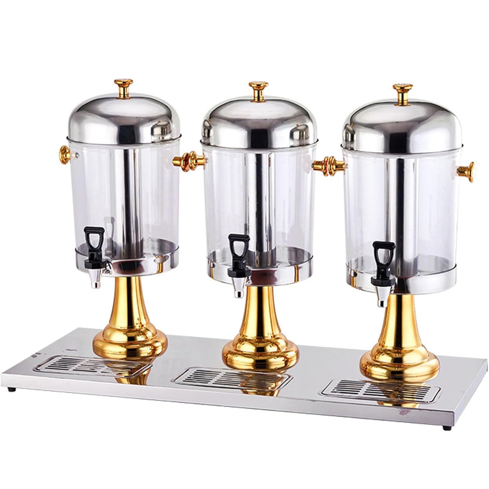 Distributeur De Jus Commercial En Acier Inoxydable, Distributeur De Boissons En Libre-Service Pour Réceptions Et Traiteurs, Avec Bac À Glaçons Et Bacs D'Égouttement, Support Inclus, 24 L, Doré - Thre