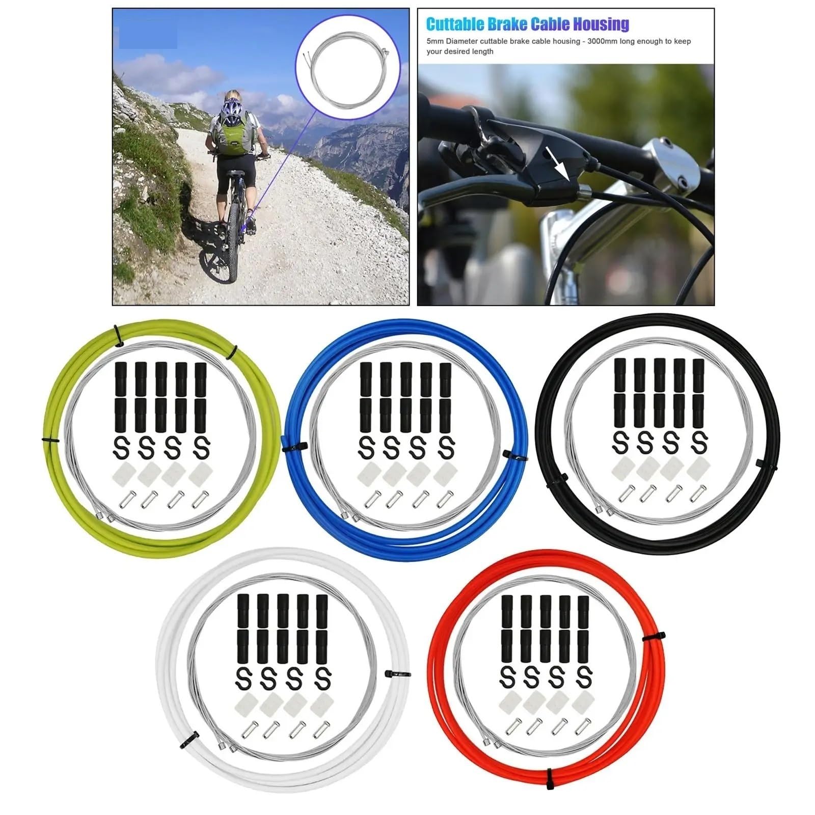 Mountain Road Bike Bremskabel Vorne Hinten Bremse Getriebe Kabel Ers Set für Mountainbikes(White)