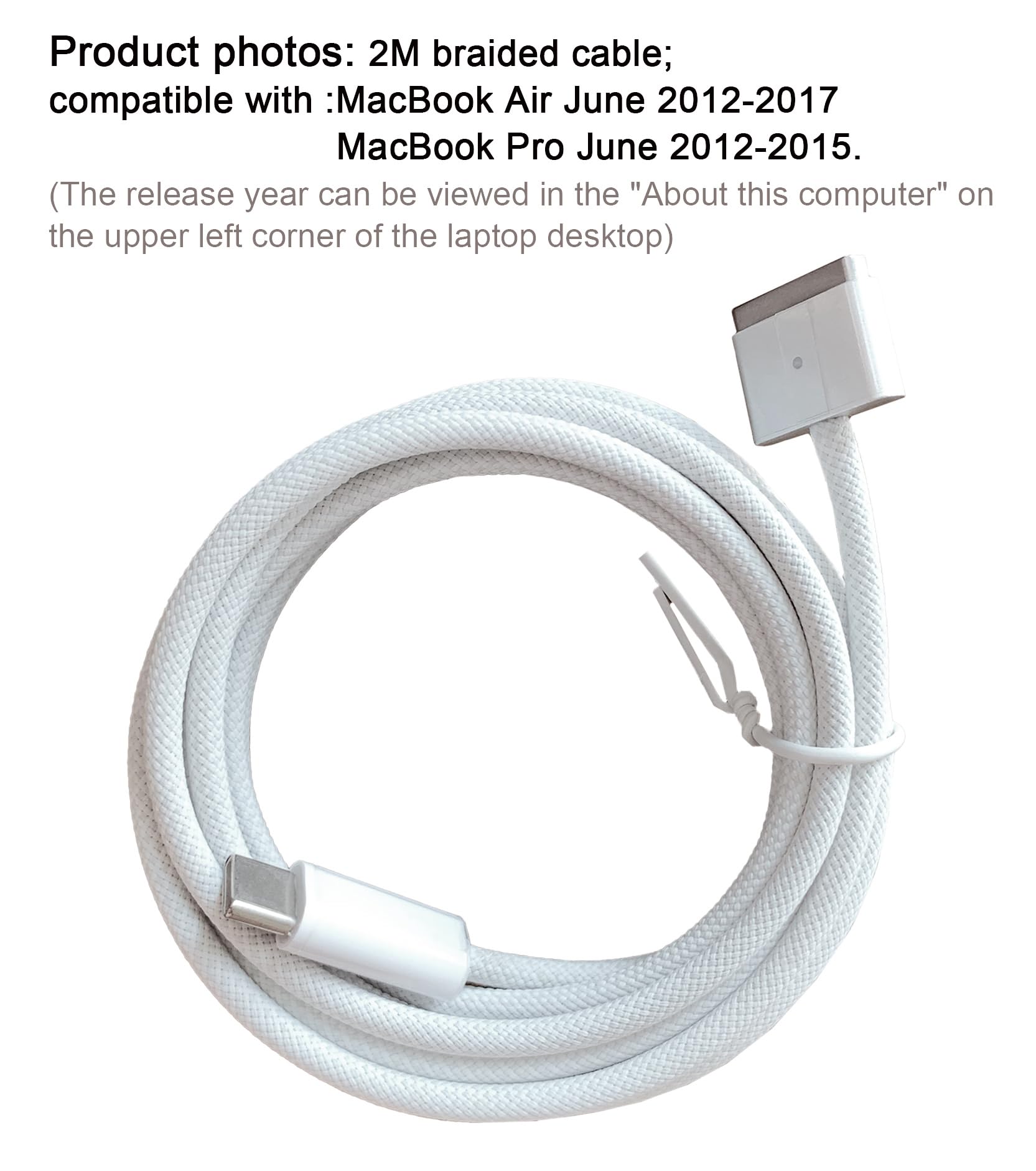 Amazon.com: 60W USB C to Magnetic2 Nylon Braided Cable,White 6.6ft