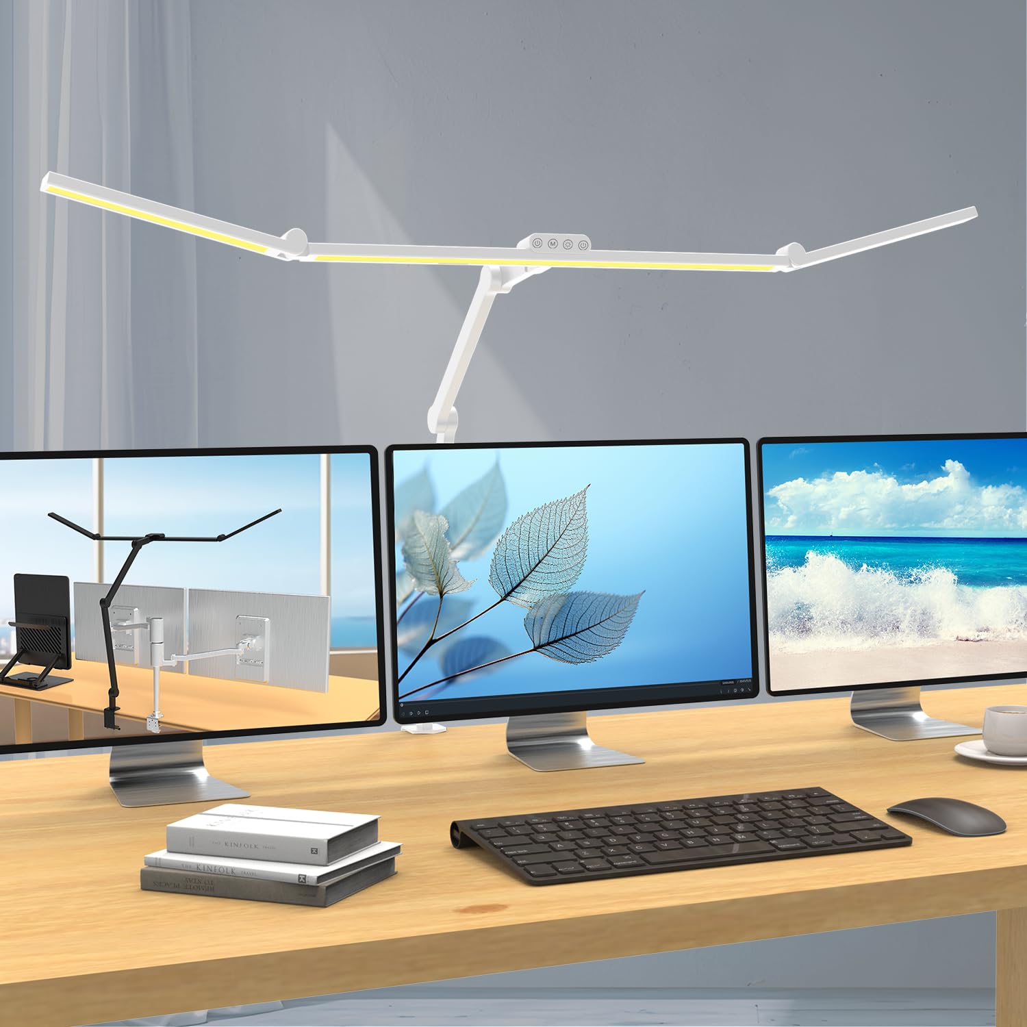 EPABINA 36W LED Schreibtischlampe Dimmbar – Tageslichtlampe Klemmbar, Drehbare Tischlampe für Homeoffice & Büro, 120 cm Monitor Lampe mit Automatischer Schreibtisch Beleuchtung für Arbeiten Zeichnen