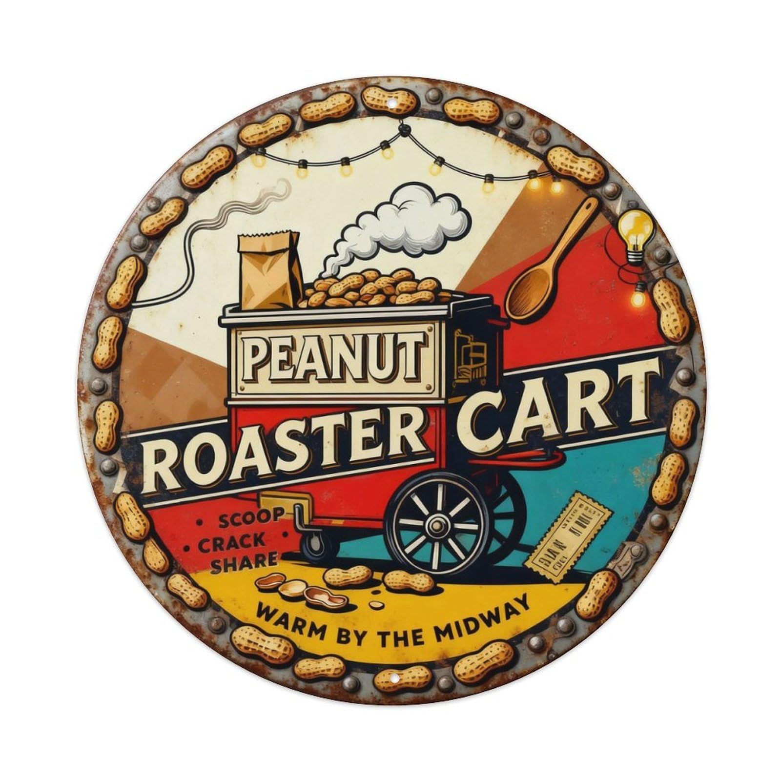Peanut Roaster Cart Sign Metal Tin Sign Plaque