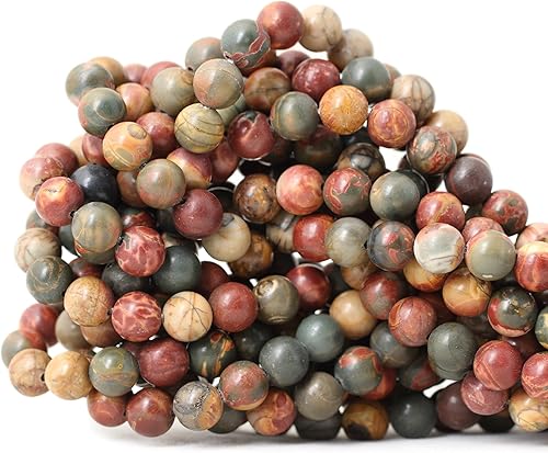 CHEAVIAN 45 cuentas redondas sueltas de jaspe Picasso natural de 0.315 pulgadas (0.315 in) para diseño de joyas, 1 cuerda de 15 pulgadas